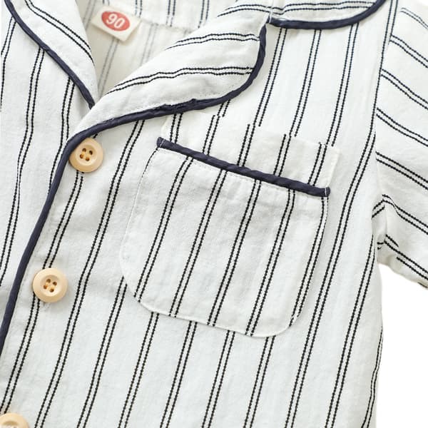 Stripete pyjamassett med korte ermer for smågutter, S (Hvit)