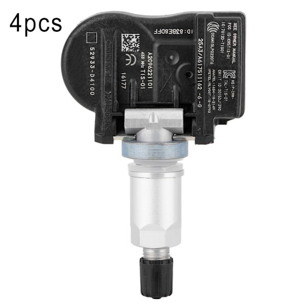 4 st TPMS Däcktrycksensor 52933-D4100 för KIA Optima Hyundai Ioniq Genesis G90