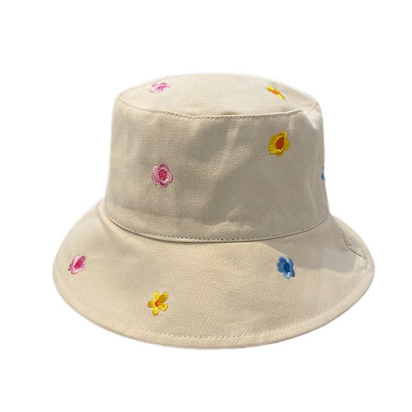 Söt blommig broderad hinkhatt dammode casual Po Beige