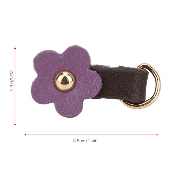 5 st dragkedjor i delat läder med blomform DIY kläder sytillbehör lila