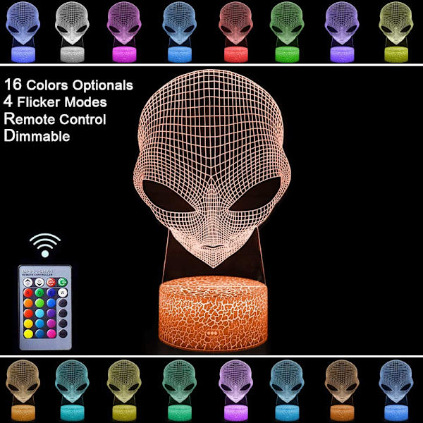 3D Planet Saturn Natlamper Stjerne Optisk Illusion Lamper Re