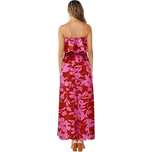Dame Sommer Off Shoulder Maxikjole Flæse Stropløs Blå Hvid Porcelæn Boho Afslappet Løse Lange Kjoler XL