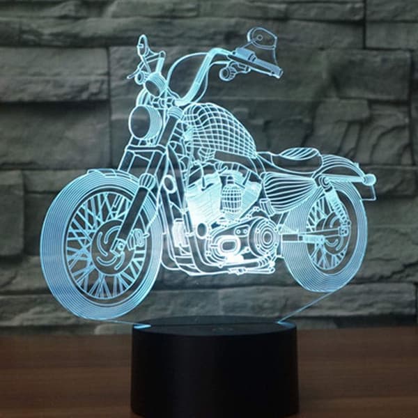 3D Illusion Natlampe Motorcykel 7 Farveskift Touch Swit