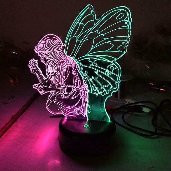 Sommerfugl Nattlys LED 3D Feving Fjernkontroll Lampe