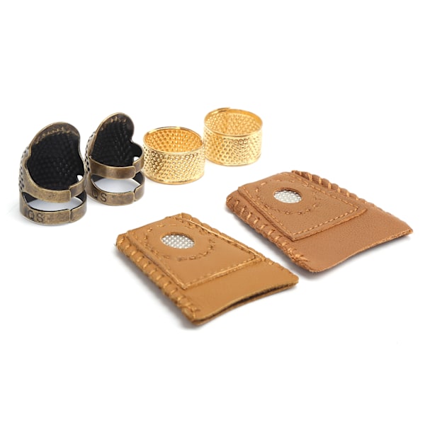 Sytråd Fingerbøll i Messing Gjenbrukbar Holdbar Metall Fingerbeskyttere for Søm Retro Håndarbeid