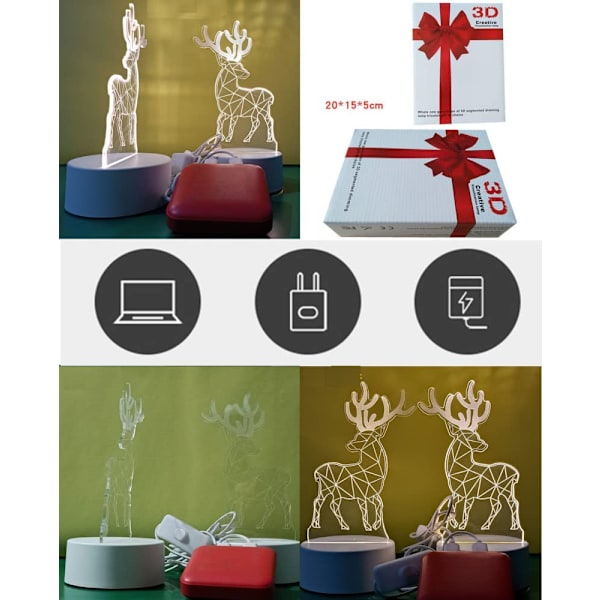 3D Lite Nattlampe, Plug-in LED-belysning for Barnerom