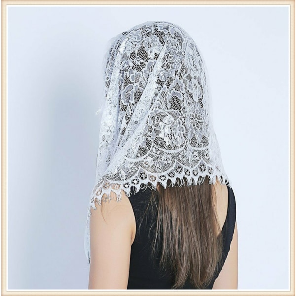 Kapellslør Blomster Latinsk Messe Hodeplagg Blonder Sjal Mantilla Slør for Kirke (D)