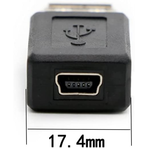USB 2.0 A-hunn til USB B Mini 5-pin hunn adapterkonverter, støtter 2.0 dataoverføring