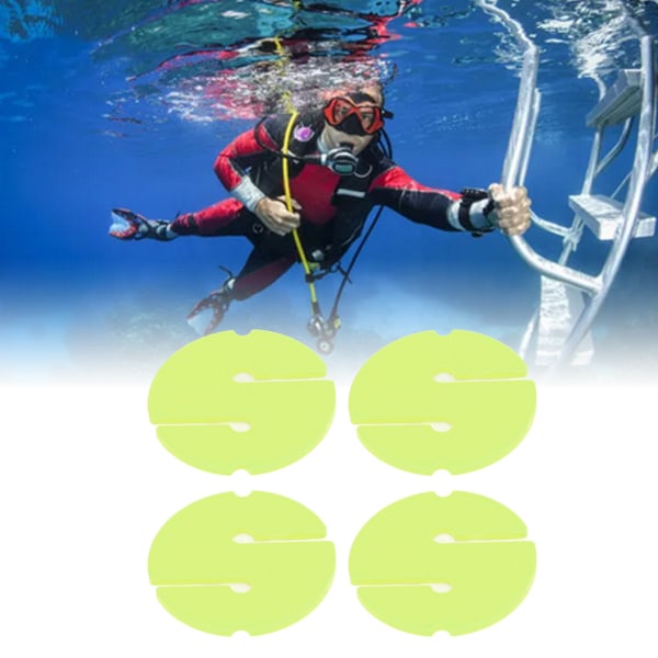 4 stk. Cave Diving Line Circle Marker ABS Scuba Safety Rope Line Round Marker for Underwater Fluorescent Yellow