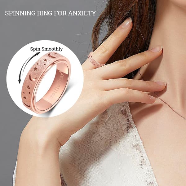 Angst Spinner Fidget Ring til kvinder og voksne - Spinner Fidget Ringe, 3 stk. sæt, Rosaguld, Sølv, Regnbue, Størrelse 6, Dagligdags tilbehør 9