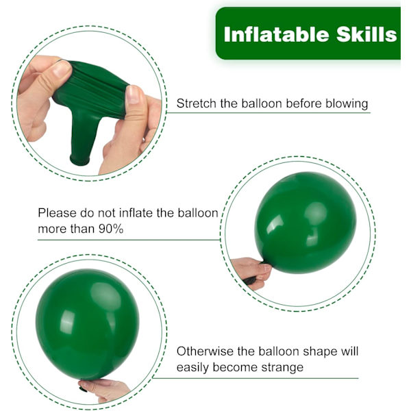 129 stk. Mørkegrønne balloner i forskellige størrelser 18 12 10 5 tommer Grøn latex ballonbue til maskefest dekorationer fødselsdag baby shower W Dark Green