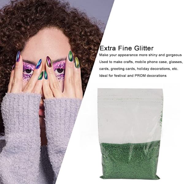 Extra fint glitter 50g glänsande glitter vackra iögonfallande allmänt använt enkelt borttagning hantverksglitter för nagelkort ansikte Green