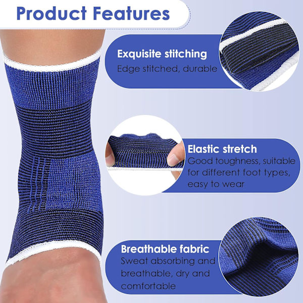 4 stycken/ 2 par barns ankelstöd kompressionsstrumpor för barn elastiska barn kompressionsstrumpor stickade ankelstöd stöd ankelstrumpa för jogging R Dark Blue 10-15 Years
