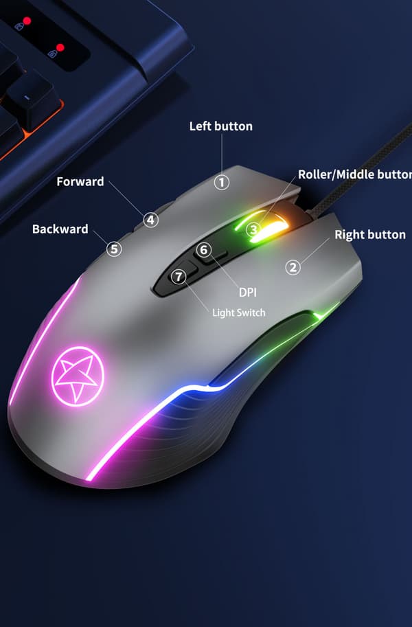 G901RGB Gamingmus Kablet Programmerbar Ergonomisk USB-mus