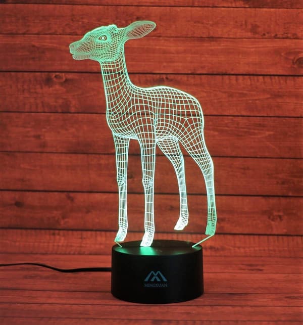 3D Dyr Hjort Natlampe 7 Farve LED Touch Bordlampe