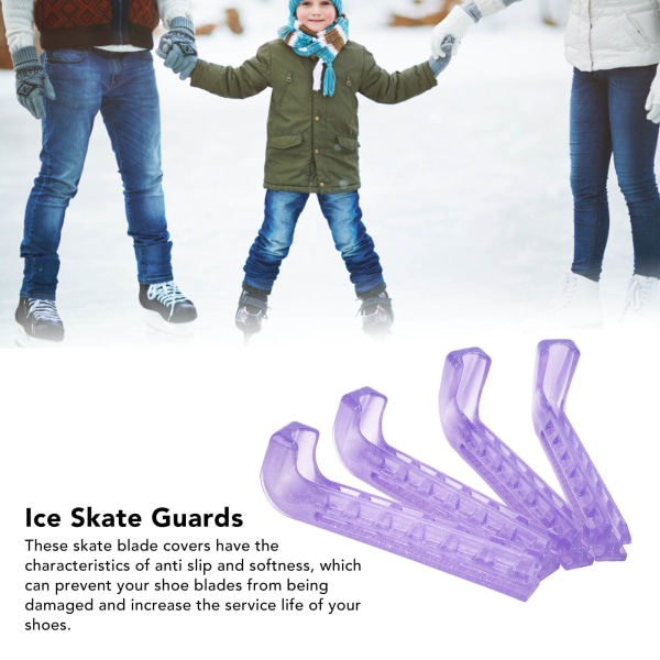 2 par skøytebeskyttere bærbare isskøytebladdeksler justerbar isskøytebladbeskytter for hockeyskøyter kunstløpsskøyter isskøyter Purple