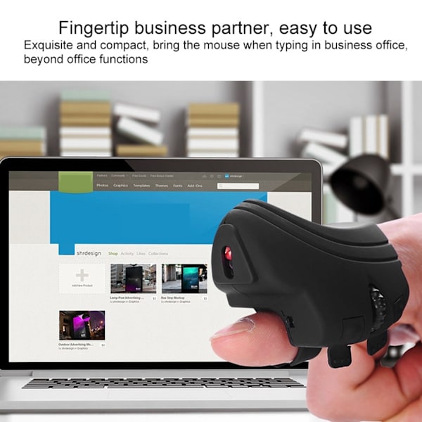 2,4 GHz trådlös fingermus med stabil anslutning, ergonomisk handhållen bärbar USB-driven mus för kontor