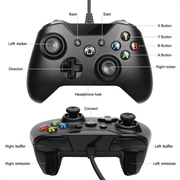 Kablet controller til Xbox One, USB-controller, Xbox One, Xbo Black 2