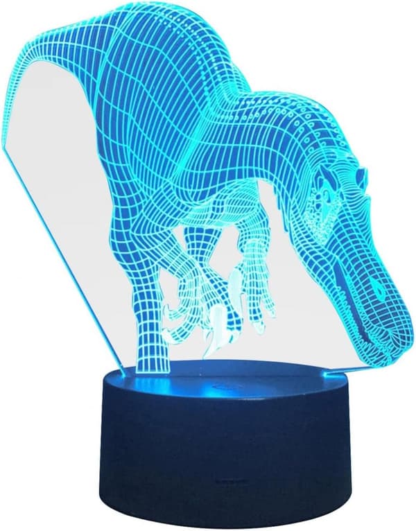 Dinosaur 3D Natlampe til Børn, 3D Led Illusionslampe Tre