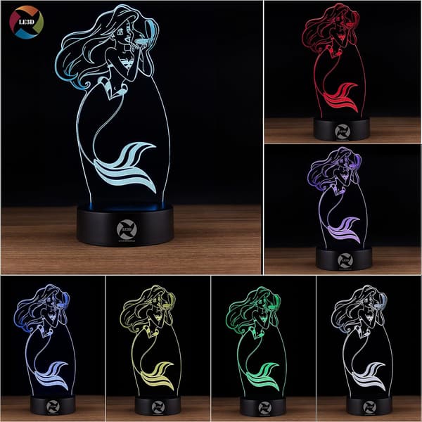 3D Optisk Illusjon Nattlys - 7 LED Fargeskiftende Lampe