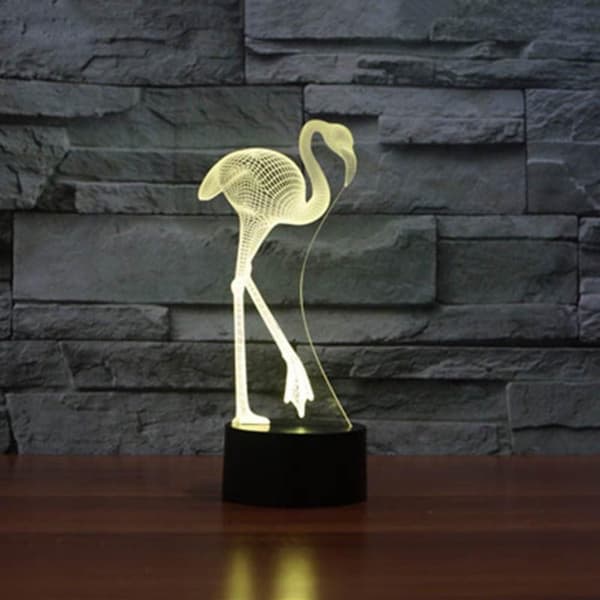 Optisk Illusjon 3D Flamingo Nattlys 16 Farger Endring