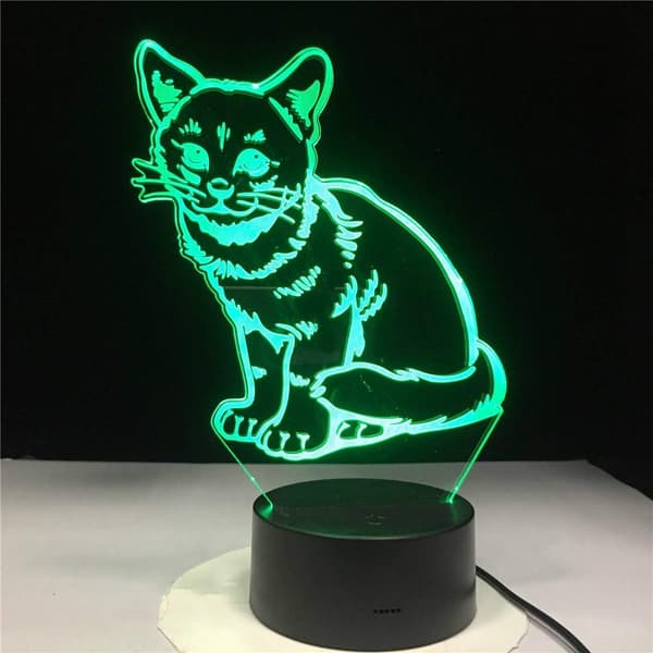 3D Kat Natlampe Illusion Natlampe 7 Farveskift