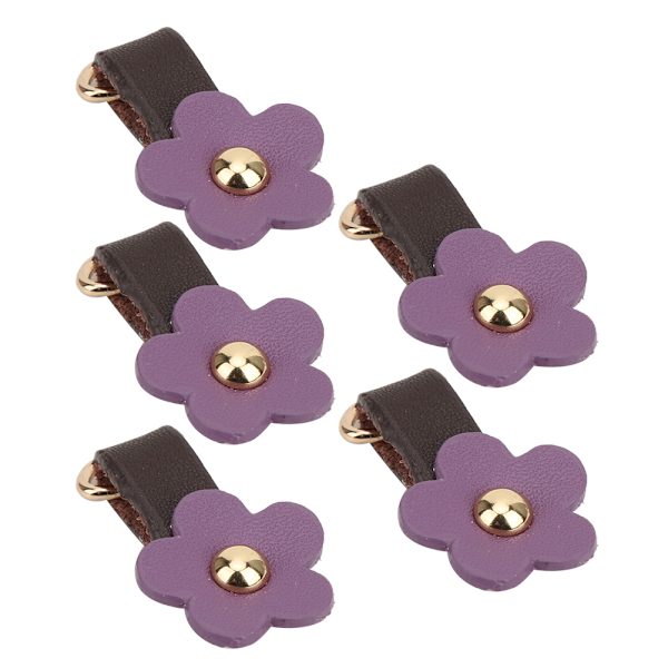 5 st dragkedjor i delat läder med blomform DIY kläder sytillbehör lila