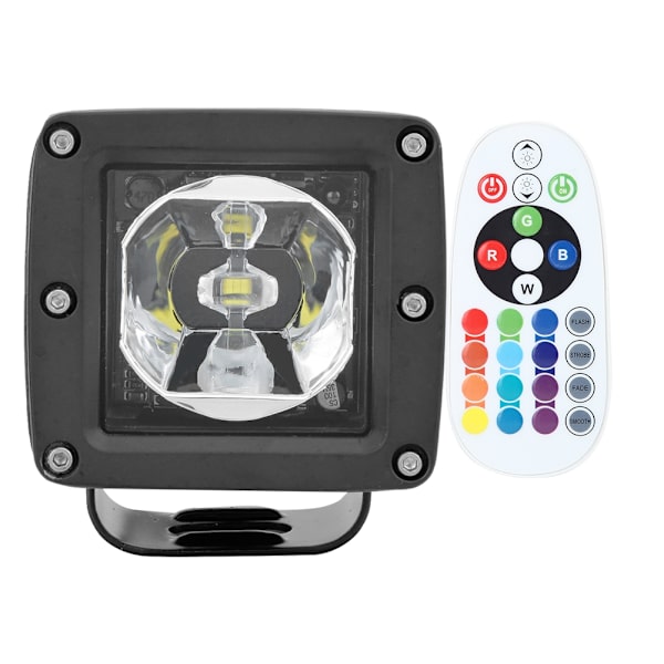 LED-lys Fjernkontroll Kvadratisk Lampe 10-30V Støtsikker Vanntett IP67