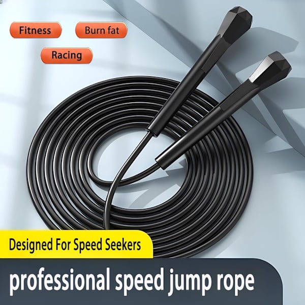 Børnehoppetov - Speed Jump Rope til børn 8-12, letvægts, tangle-fri, justerbar, perfekt til småbørn, voksne begyndere, hoppetov til fitness, forbedre BLACK