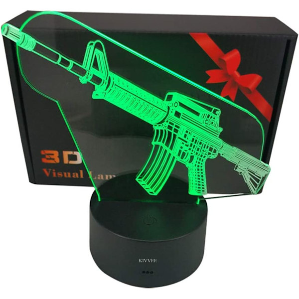 3D Natlys Pistol Gevær Legetøj 2D Lampe Jul Julefestival Fødselsdag Valentinsdag Gave