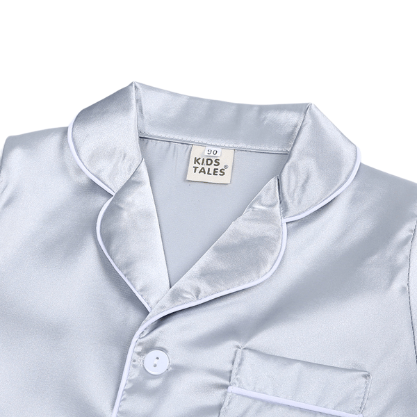 Korte satin pyjamaser til små drenge og piger, sæt, L(XTZ8380F)