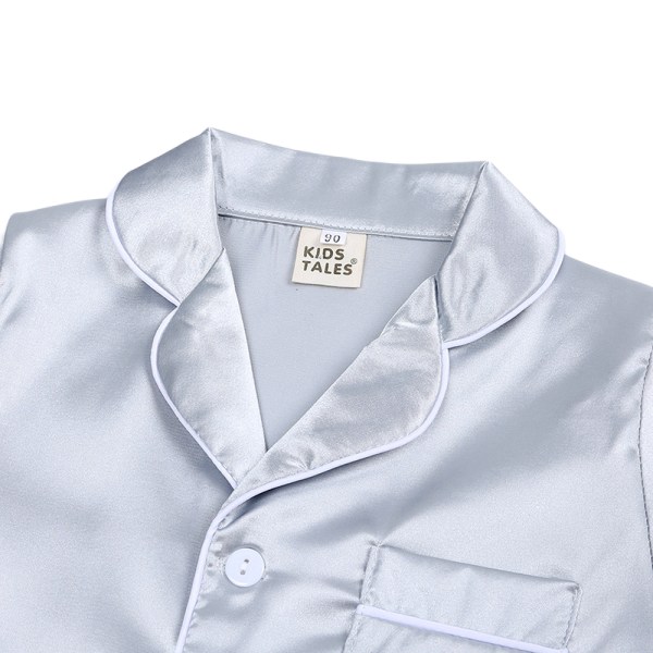 Liten pojke flickor kort satin pyjamas set, L(XTZ8380F)