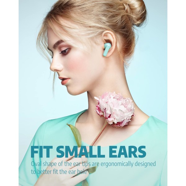 Trådløse øretelefoner til musik og sport, Bluetooth 5.3 in-ear-hovedtelefoner med ekstra bas, indbygget mikrofon, touch-kontrol, USB-opladningsetui, 30 timers batteri Tiffany