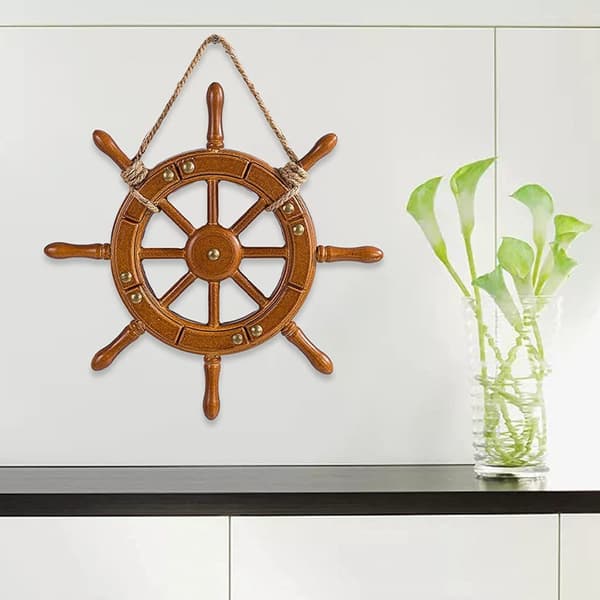Middelhavstema Treskipsratt Båt Ornament Dekorativ