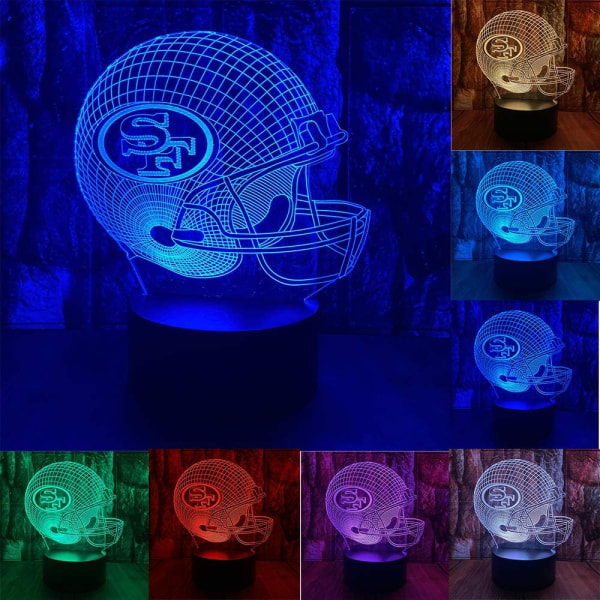 Fotbolls hjälm form 3D LED optisk illusion akryl natt