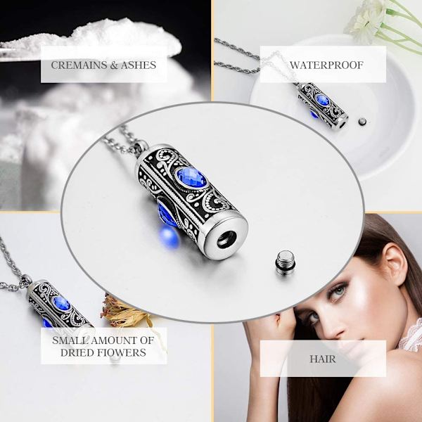 1 st kristallationsurna halsband för aska minnessak crema