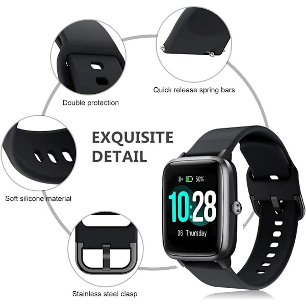 Kompatibelt 19mm ID205L Veryfitpro Smartwatch Armband, Snabbspänne Mjuk Silikon Färgtryckt Blomma Ersättningsarmband för ID205L, ID2