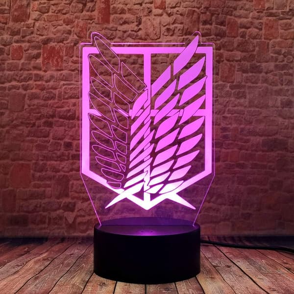 3D Illusjon Attack Titan Merch Nattlys LED Anime Lampe Ne