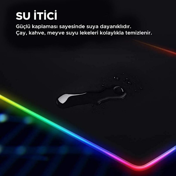 Stor RGB LED-belyst gaming-musemåtte - Musemåtte med halkfri bas 40x90cm