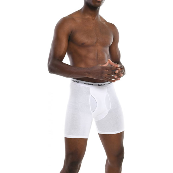 Mjukt andningsbart 6-pack boxershorts för män, S-XXL, öppen gylf All White Pack-6 Small