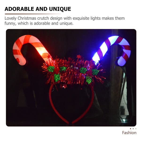 Julehodebånd Xmas Candy Cane Hodeplagg Glødende Glitter Cosplay Kostyme Hårbånd Ferie Hårbøyler Hodeplagg Spenne