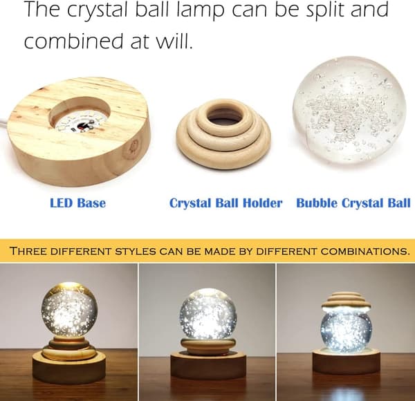 3D Boble Krystalkugle Natlampe - LED Planet Projektion L