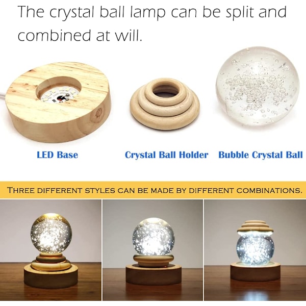 3D Boble Krystallkule Nattlys - LED Planet Projeksjon L