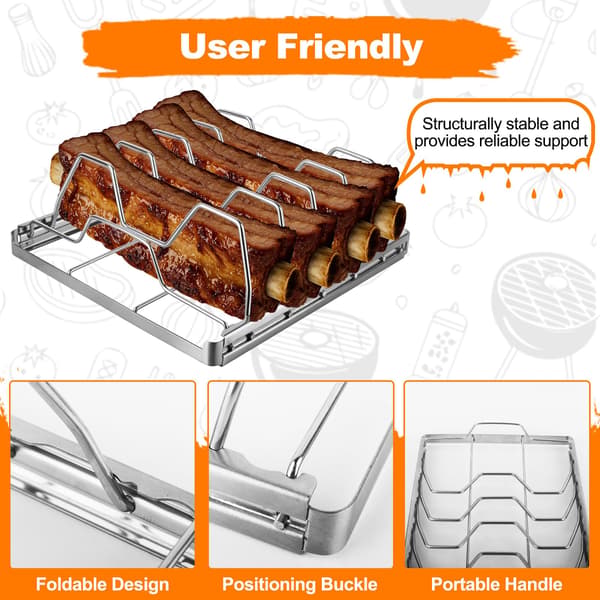 Flerställningsställ utformat för att hålla flera plattor vertikalt, maximerar utrymmet för rökning, grillning och utomhusmatlagning, 2-pack, silver 2-pack
