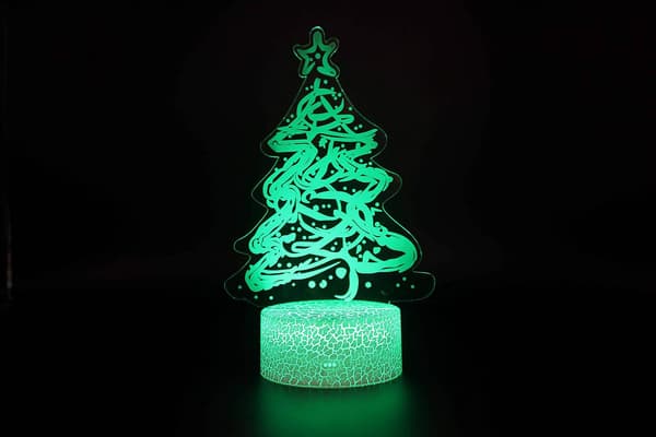 3D Illusjon Nattlamper Juletre for Barn, 16 Farger C