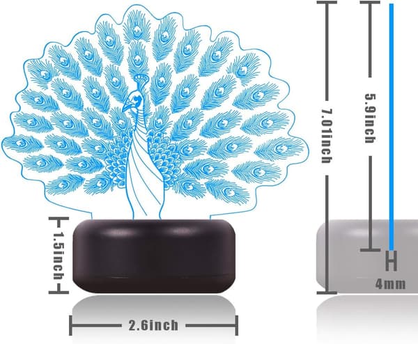 Farverig Phoenix Lampe 3D Visuel Phoenix LED Natlampe Touch