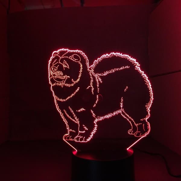 Chow Chow Hund 3D Lampe Natlys Børnelegetøj LED 3D Touch Bordlampe
