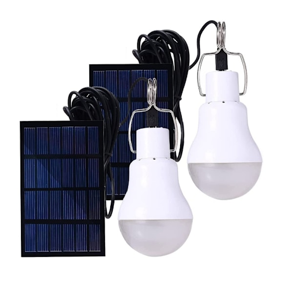 Solcellsladdad LED-lampa, bärbar USB-laddningsbar ljusprojektionslampa inomhus kontor med solpanel utomhusvandring campingtält fiskelampa (2 st)