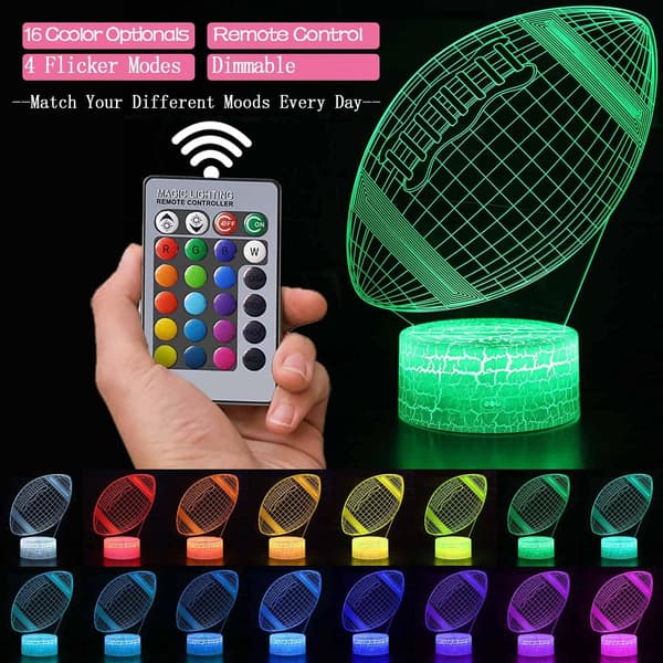 Inouril 3D Effektlampe Illusjon LED Nattlys Fjernkontroll