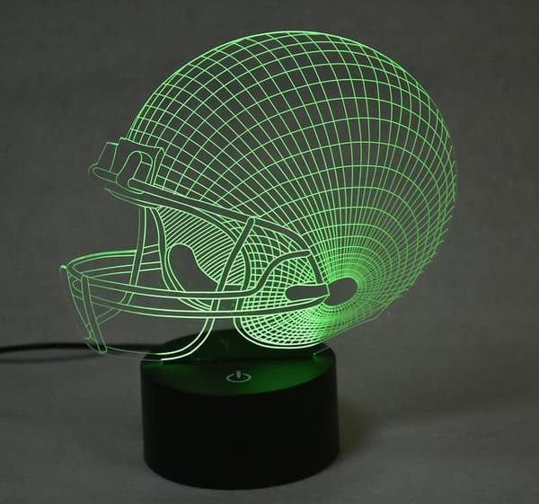 Fodboldhjelm 3D Lampe Optisk Illusion Lys, Ticent 7 Farver
